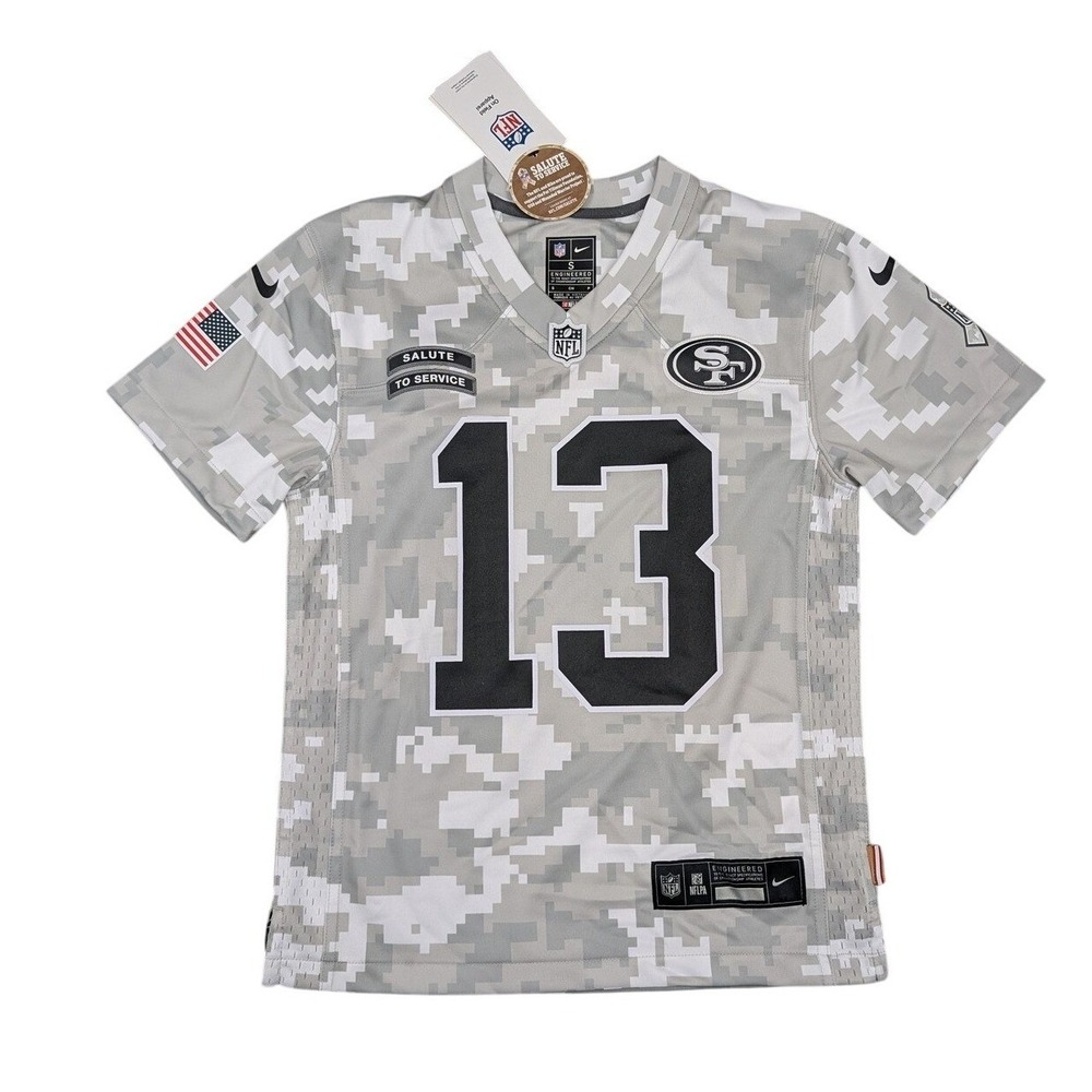 Nike Brock Purdy San Francisco 49ers Salute to Service Jersey Kids S 8 Grey Camo